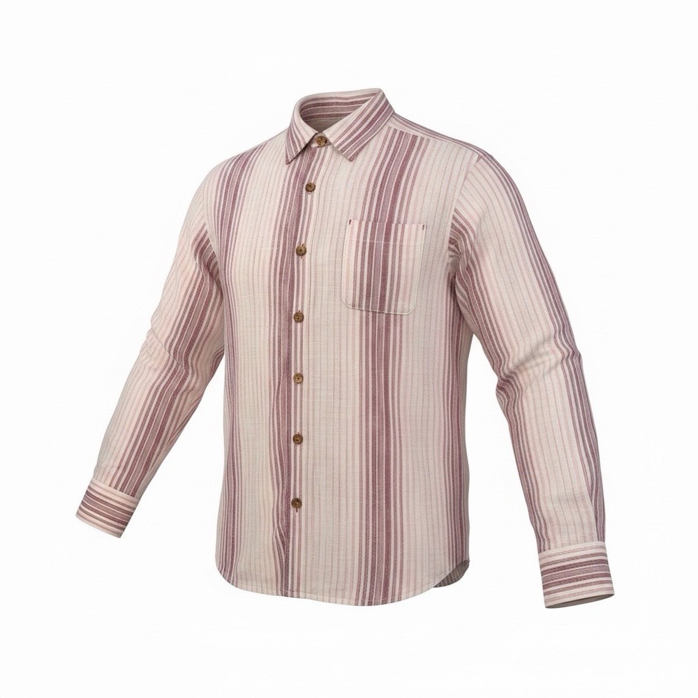 Tommy Bahama Relax Shirt 100% Linen Men's M Medium Button Front Stripe Burgundy